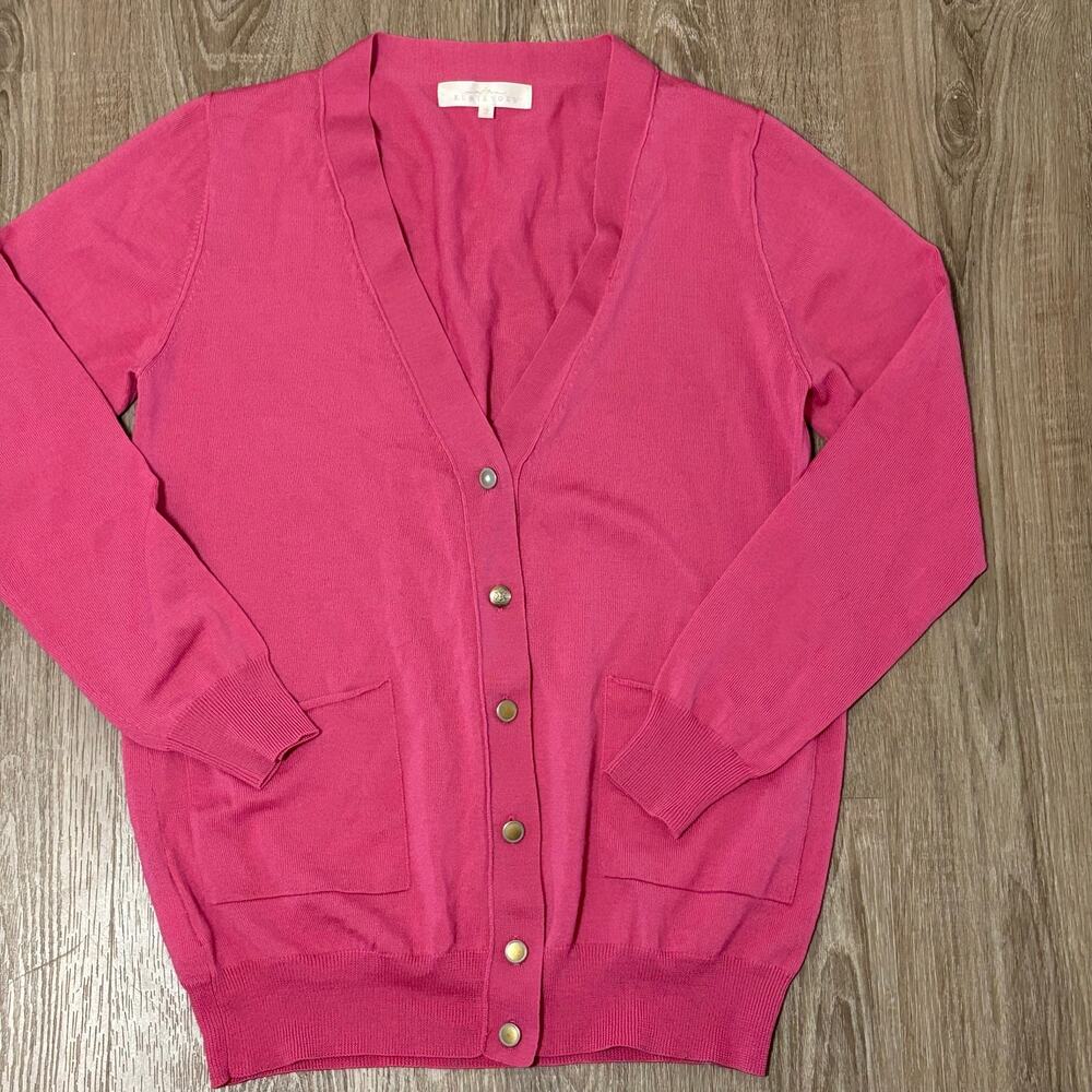 Kumikyoku Onward Kashiyama Hot Pink 100% Wool Cardigan Sweater, Japan Size 2 - Picture 2 of 10
